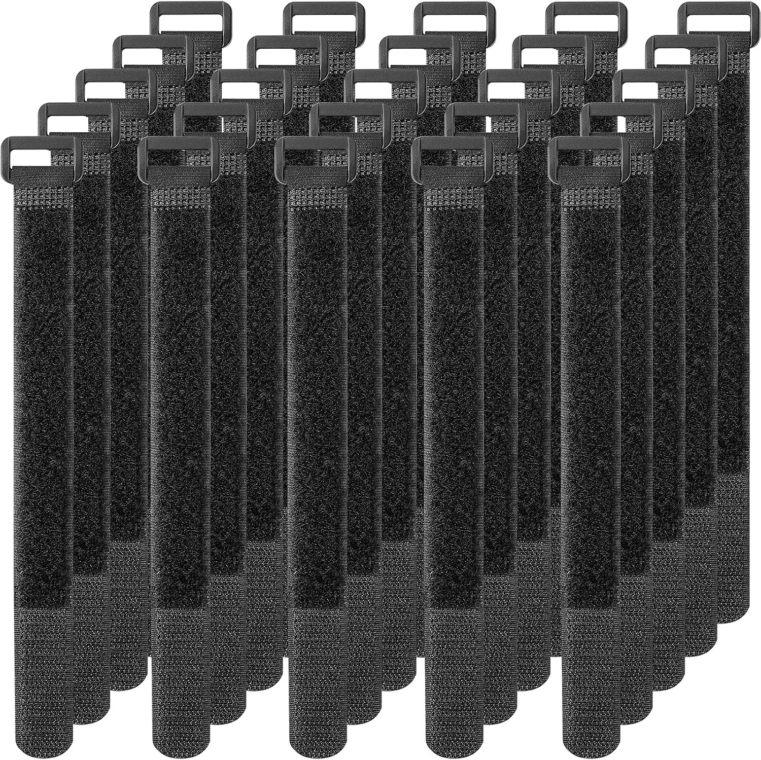 Hook and Loop Straps with Buckle, 12 Inch Reusable Cable Ties, 25 Pack