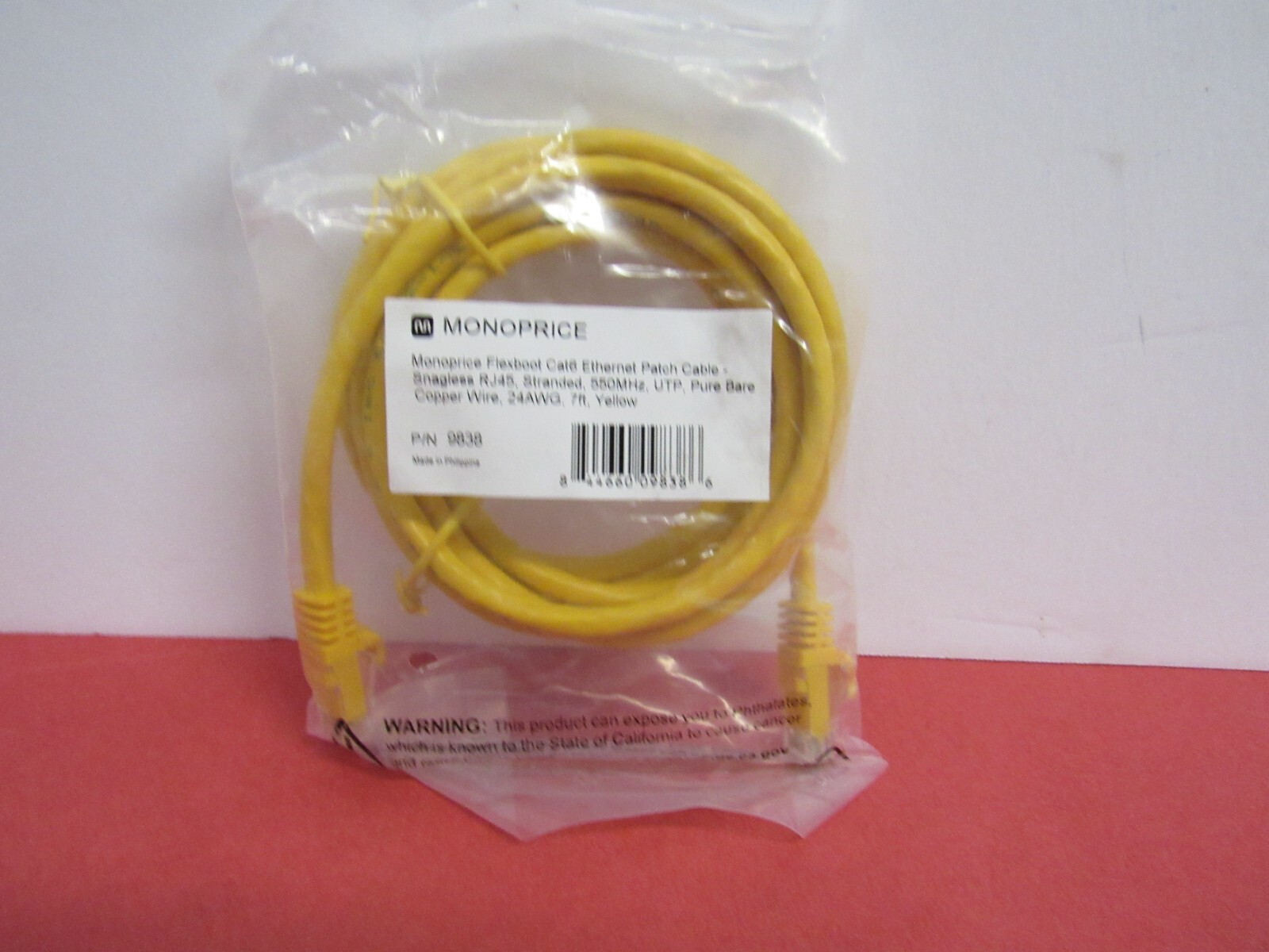 MONOPRICE 9838 Ethernet Patch Cord Cat6 Flexboot Yellow 7ft