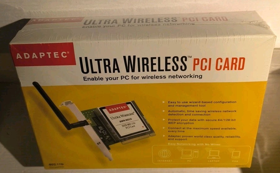 Vintage ADAPTEC PCI Card AWN-8010 Ultra Wireless Mac Apple - NEW AND SEALED