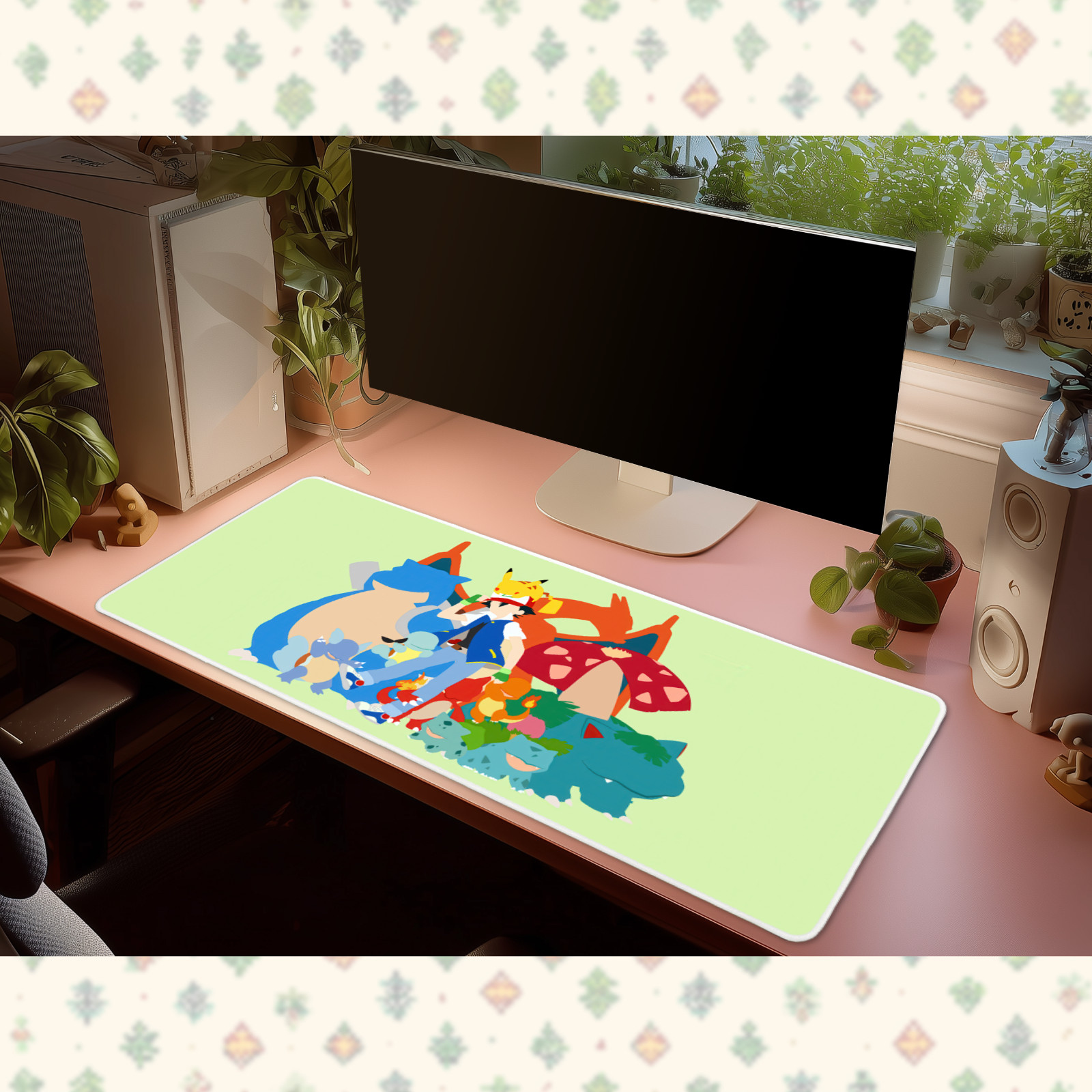 Pokemon Ash Pikachu Charizard Blastoise Venusaur Desk Mat Mouse Pad Gaming