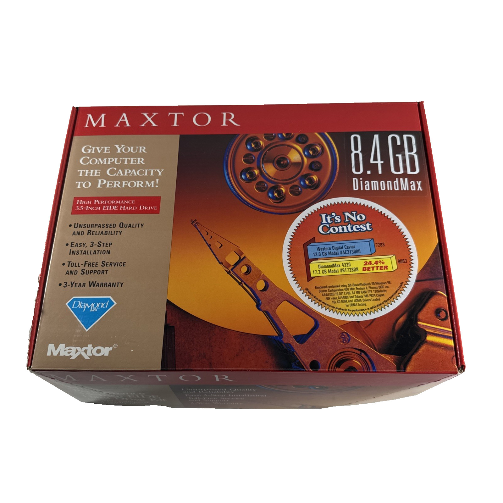 NEW Rare MAXTOR 8.4GB DiamondMax 3.5" EIDE Hard Drive Kit K0188400D READ