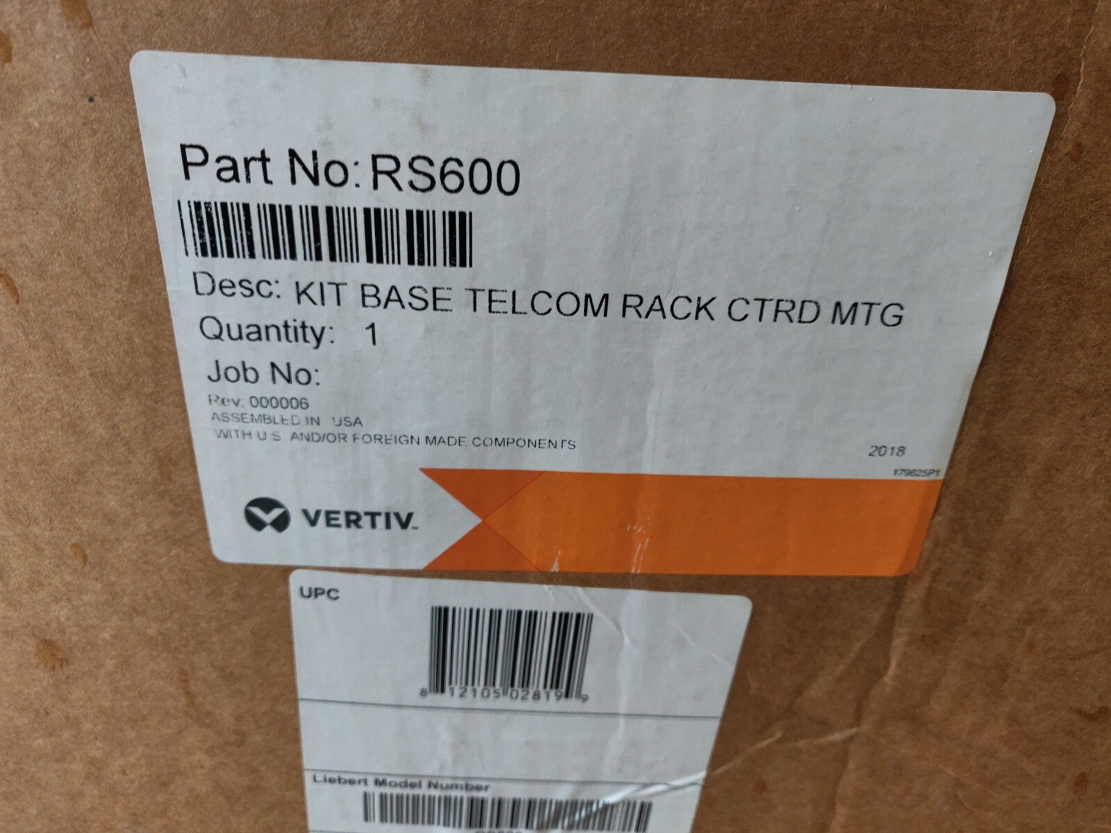 NEW Vertiv Liebert Kit Base Telcom Rack CTRD Meeting NEW IN BOX 
