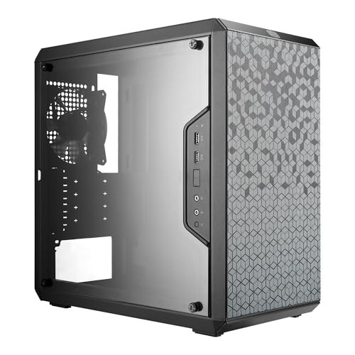 Micro-ATX PC Case Mini-Tower w/ Glass Panel, 3 Fans, Dark Gray