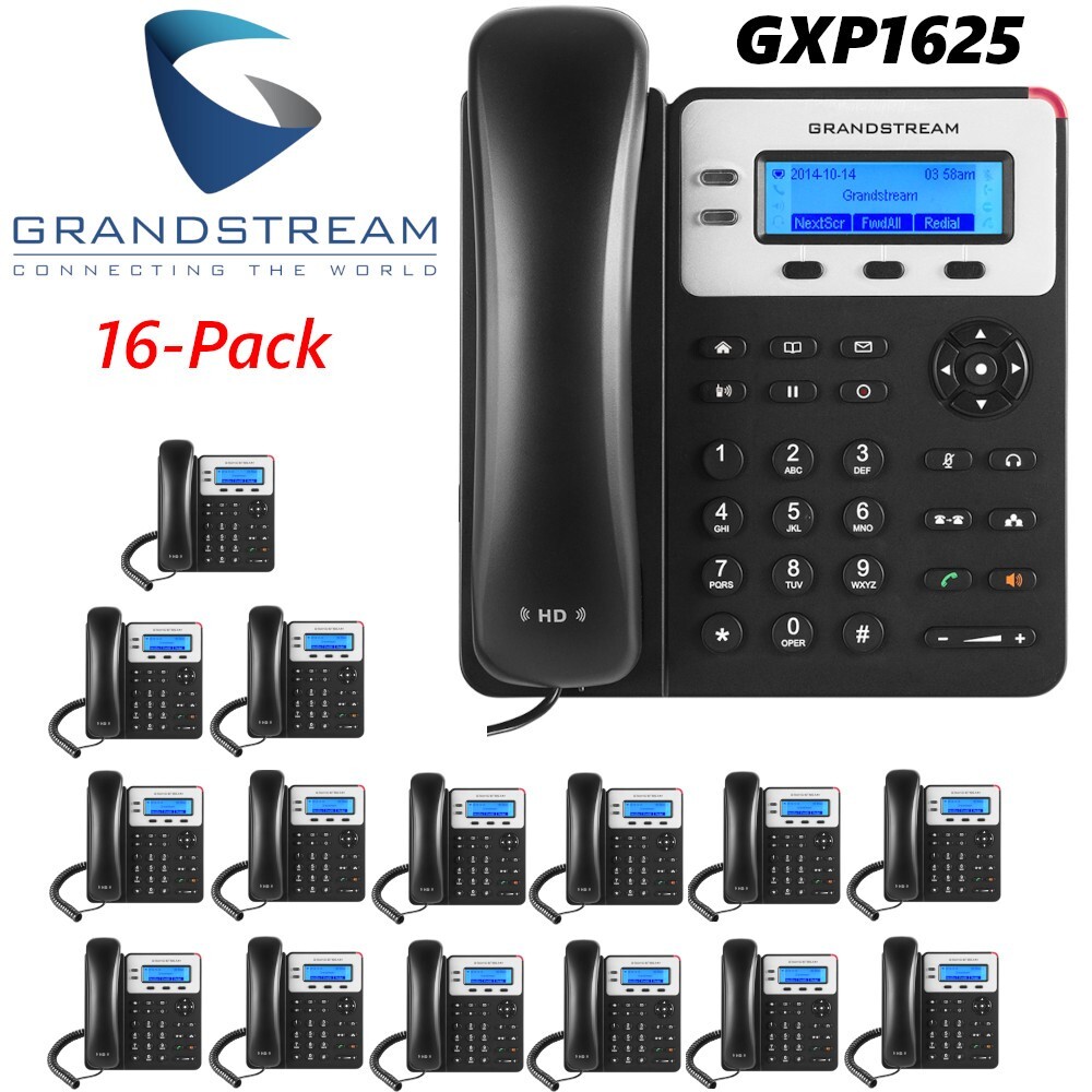 16 Grandstream GXP1625 Small Business Office HD IP Phone 2 Line PoE Lot Bundle