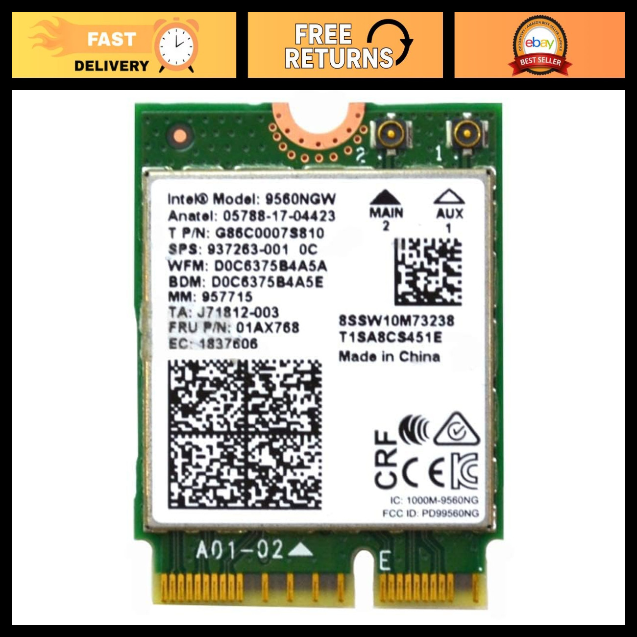 WiFi Card 802.11AC PCIe Bluetooth 5.1 Dual Band Wireless Adapter 9560NGW