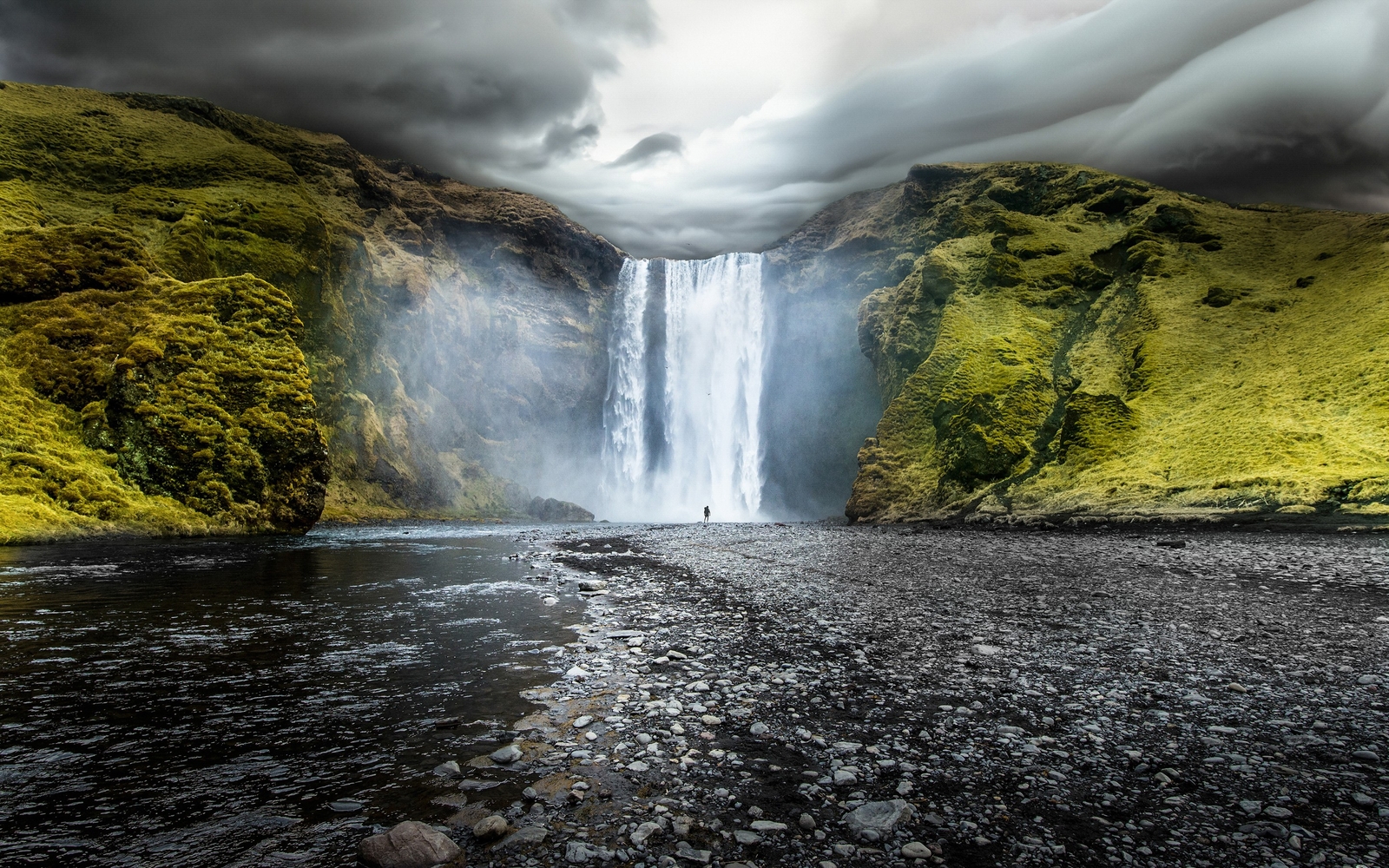 Landscape nature iceland waterfall skogafoss falls Custom Gaming Mat Desk