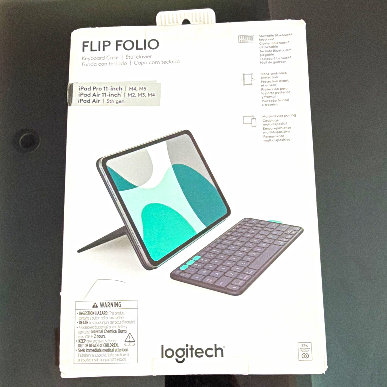 Logitech Flip Folio Black Bluetooth Keyboard Case w/Stand for iPad 11" M4/M5