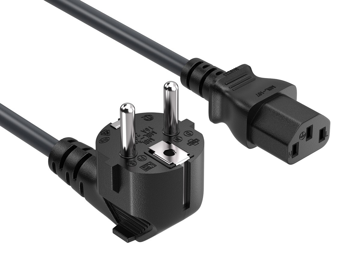 6ft Schuko to C13 Computer Power Cord, Right Angle, 18 AWG H05VV-F, 10A/250V,...