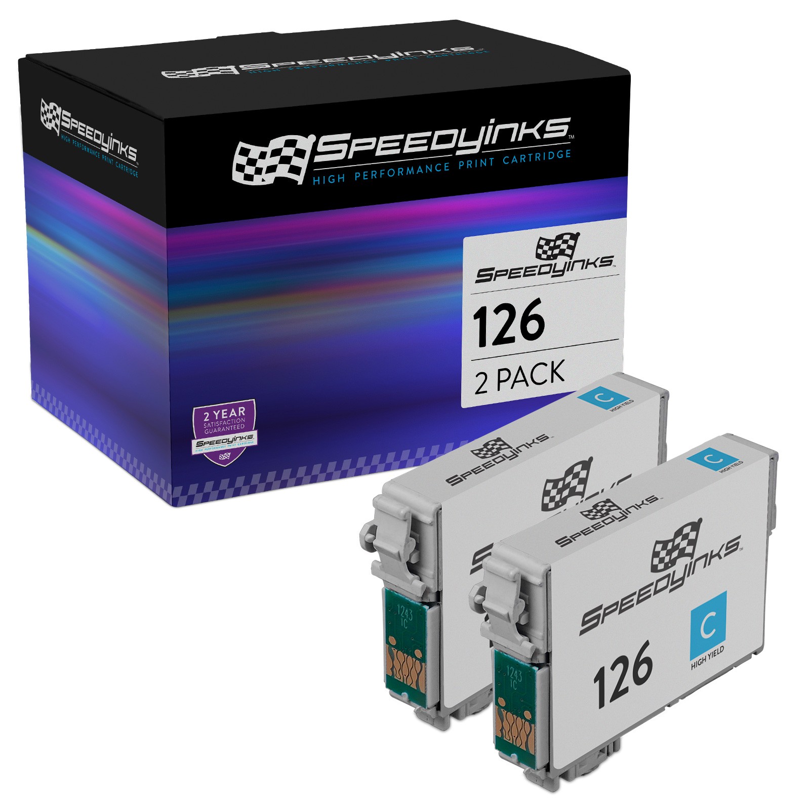SPEEDYINKS 2PK Replacement Epson 126 High Capacity Cyan Ink Cartridges