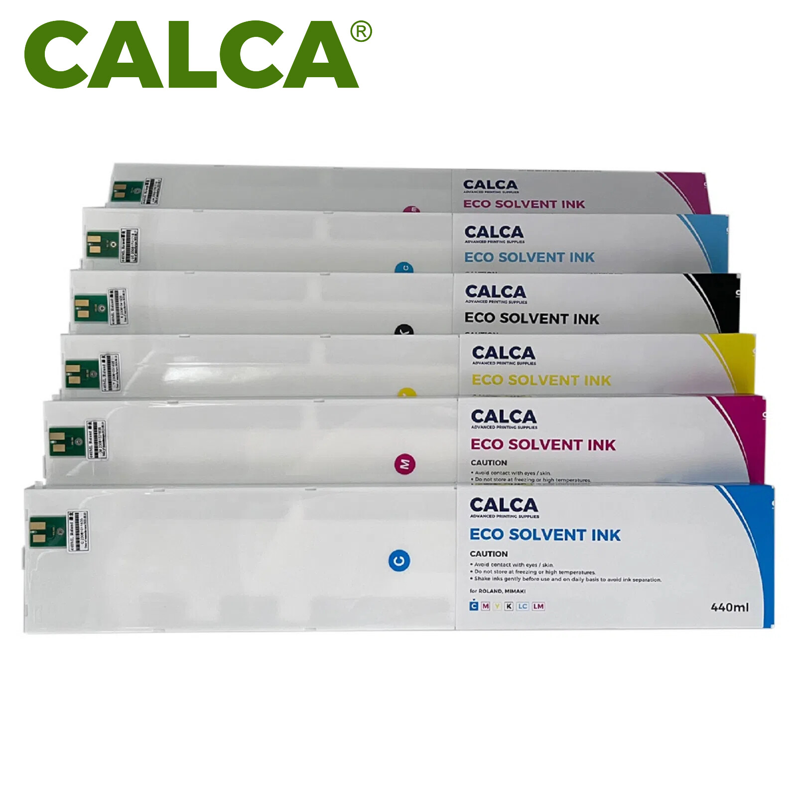 CALCA Compatible 440ml ECO-Sol Max Ink Cartridge Y M C K LC LM USA