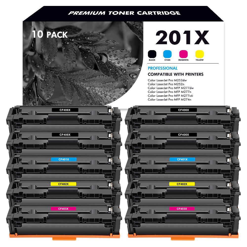 10x CF400X Toner Set for HP 201X Color LaserJet Pro MFP M277dw M252dw M252 CF400