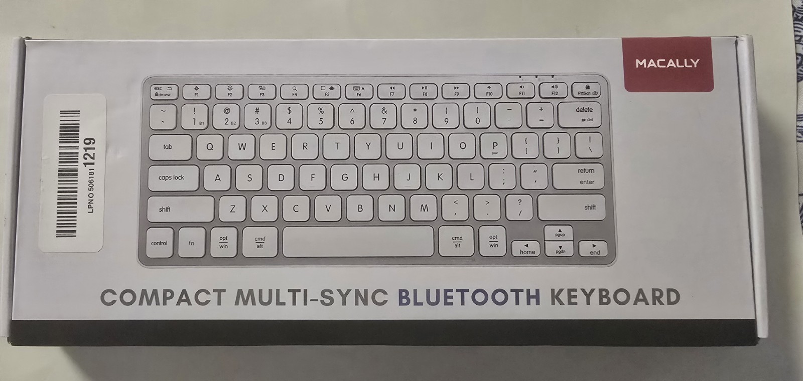 Macally Compact Bluetooth Keyboard Rechargeable Silver/White BTMINIZKEYA