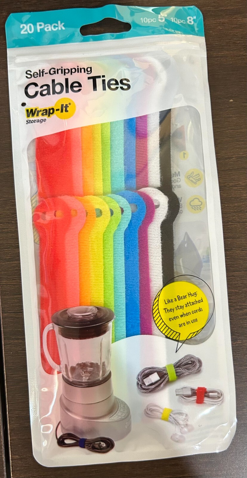 Wrap-It Storage - Self-Gripping Cable Ties (20-Pack) - Multi-Color