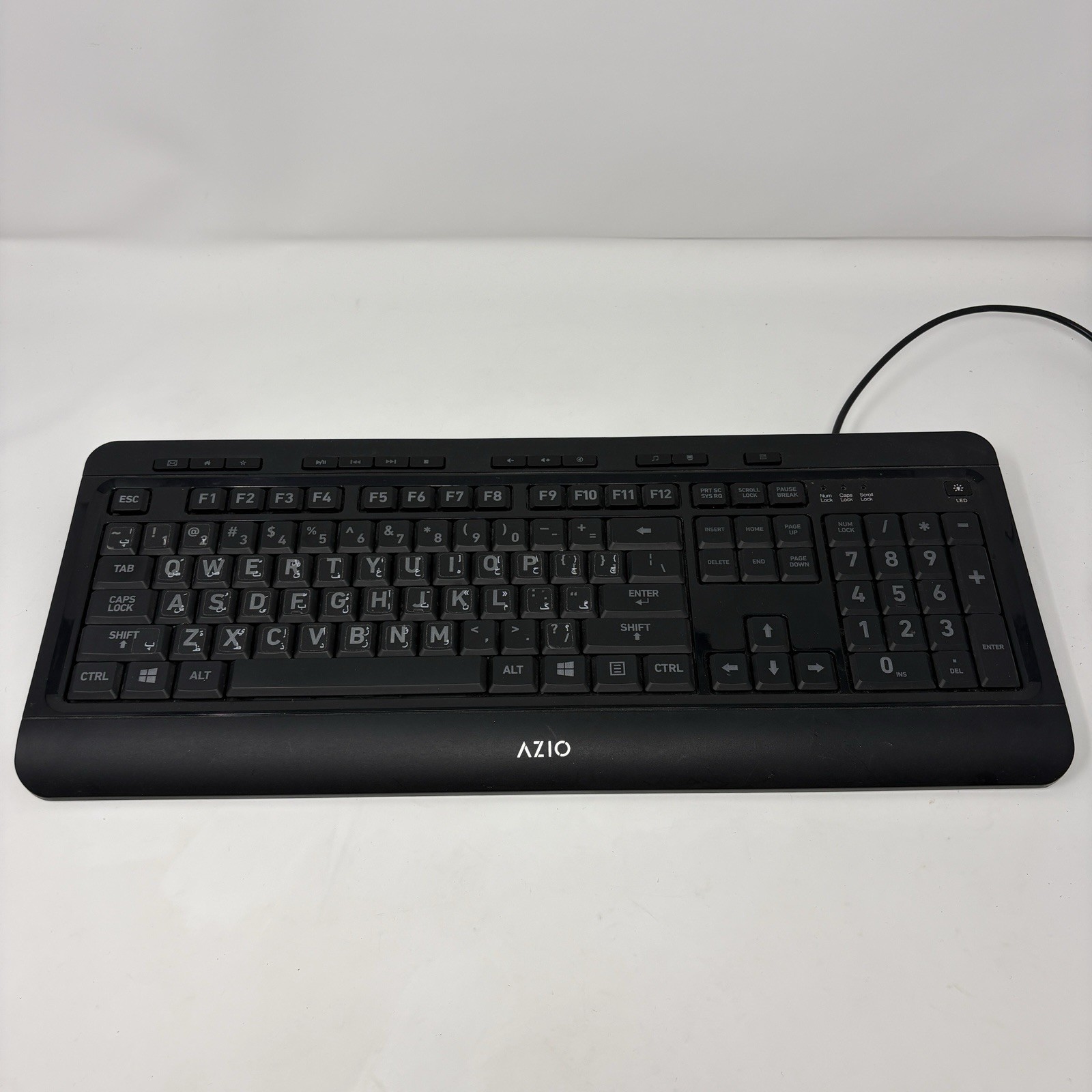 AZIO Vision Large Print Backlit USB Arabic English Keyboard Tri-Color KB505U