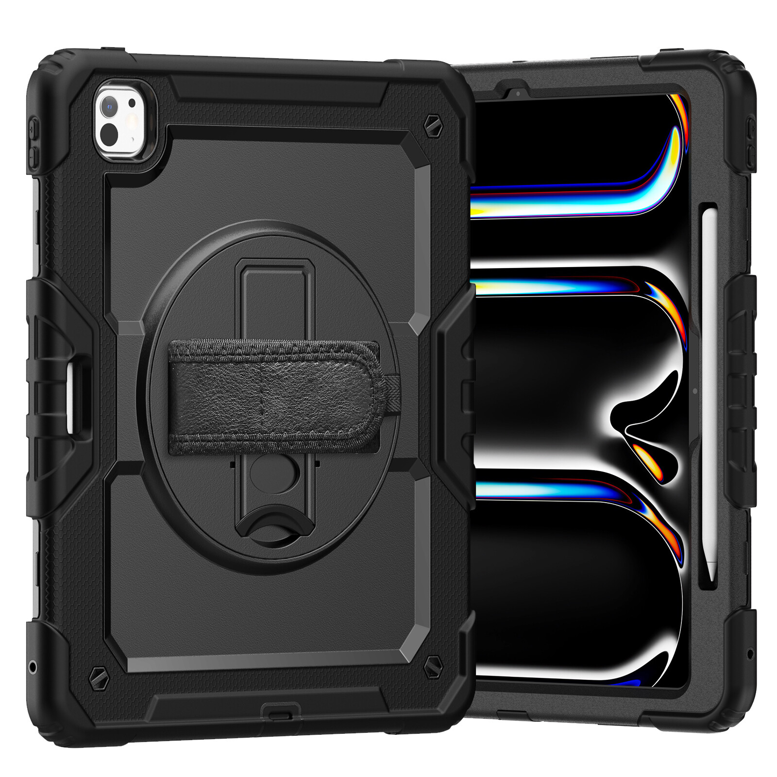For Apple iPad Pro 11/13 M5 /Air M4 2026 Convenient 360 Rotate Hand Strap Case