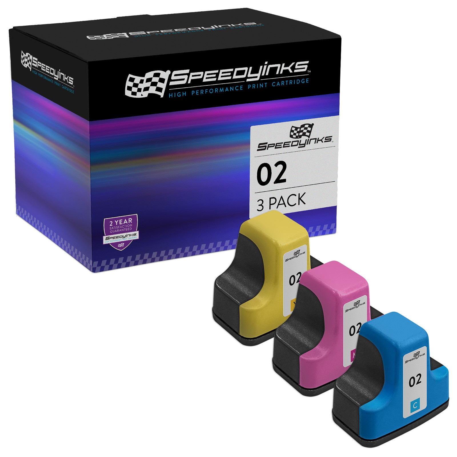 3PK Ink Set for HP 02 HP02 COLOR PhotoSmart 3310xi D7260 D7460 D7245 C5185 C5100
