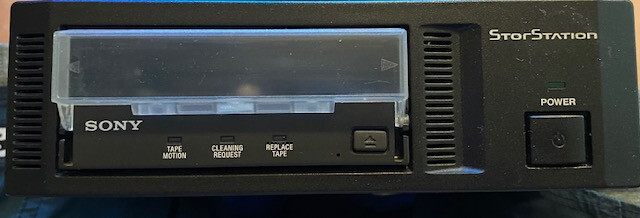 Used-Tested-Sony AIT4 SDX-900V Ext StorStation Tape Drive w/terminator, PWR cbl