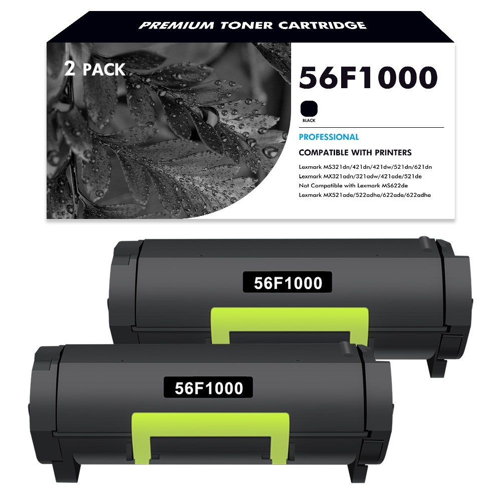 2PK 56F1000 Toner Cartridge Compatible for Lexmark 56F1000 for MS321dn MX321adn