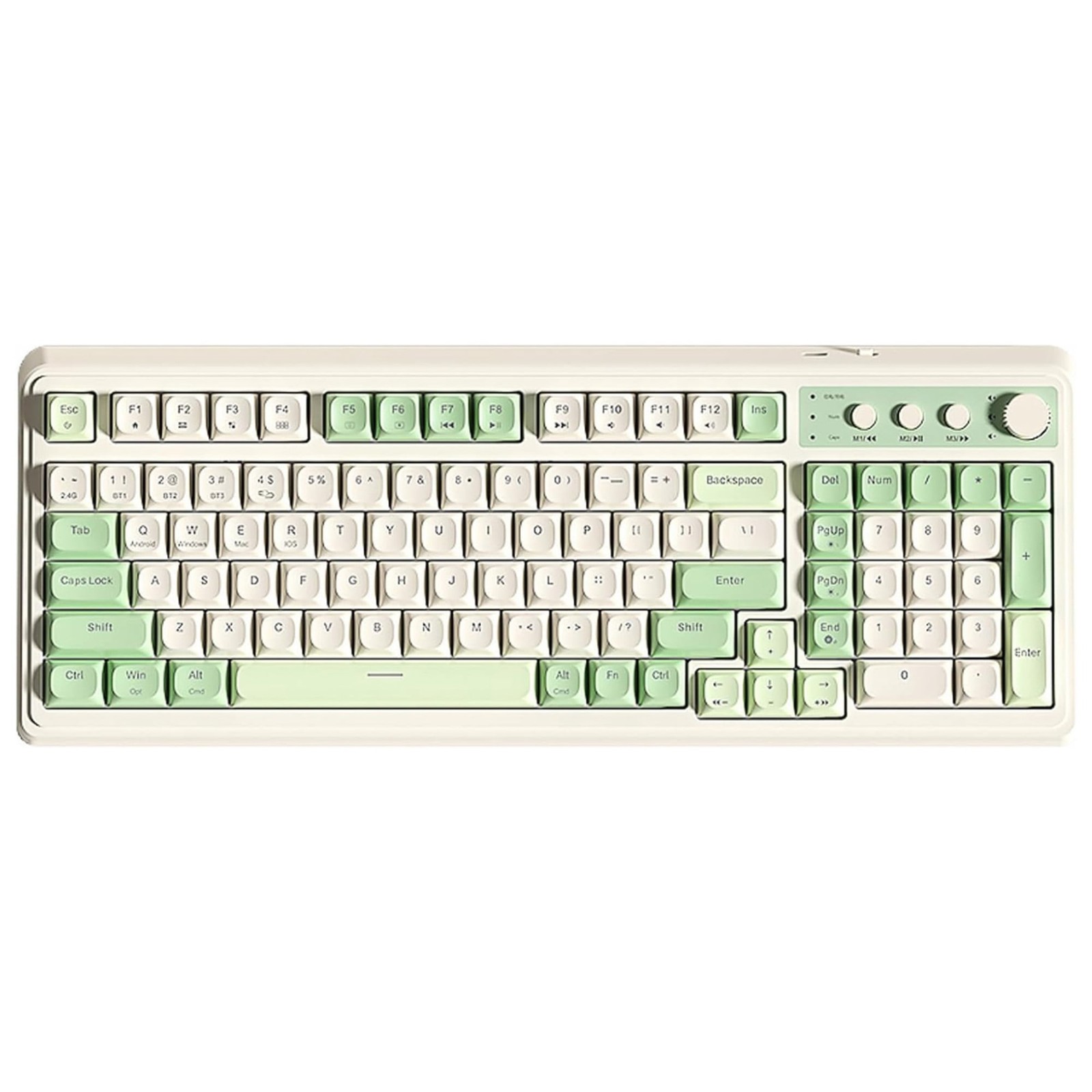 S99-Key Tri-Mode Gaming Keyboard Bluetooth 2.4GHz USB-C RGB Numpad Knob Green
