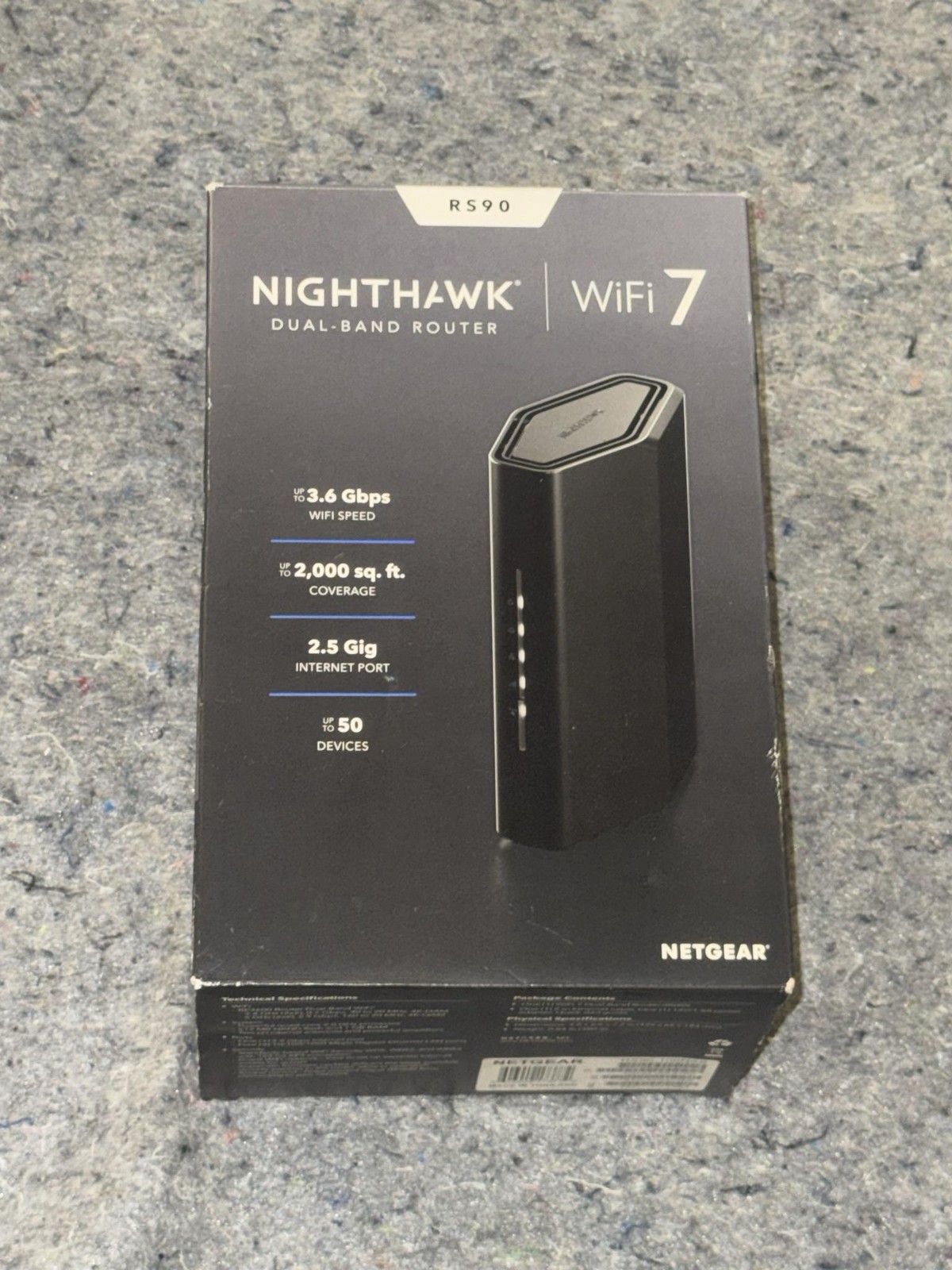 NETGEAR RS90 Nighthawk WiFi 7 Dual-Band Router Black Gigabit 1000 Mbps LAN
