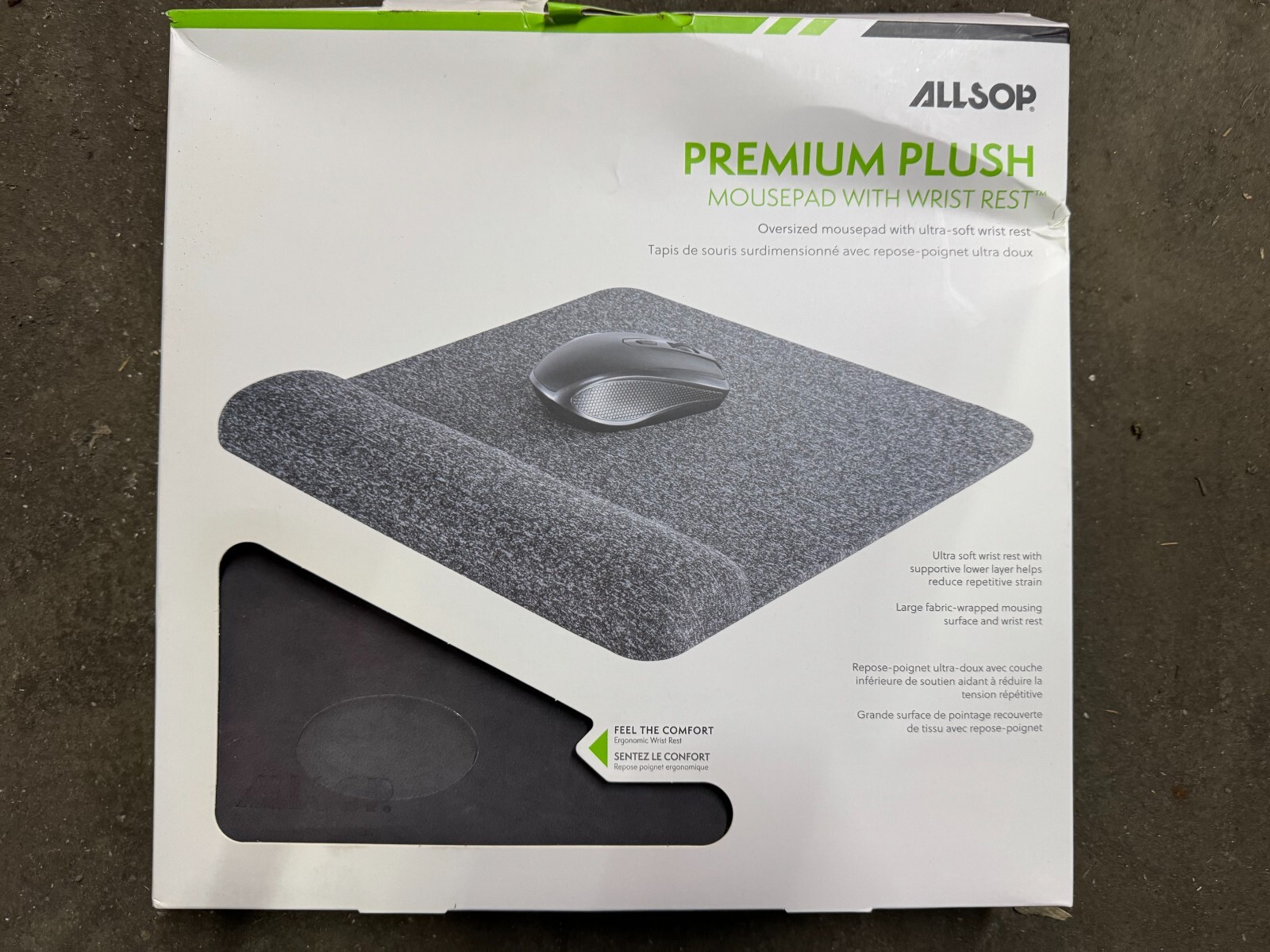 Allsop MousePad Pro Memory Foam Mouse Pad with Wrist Rest Premium Plush NEW