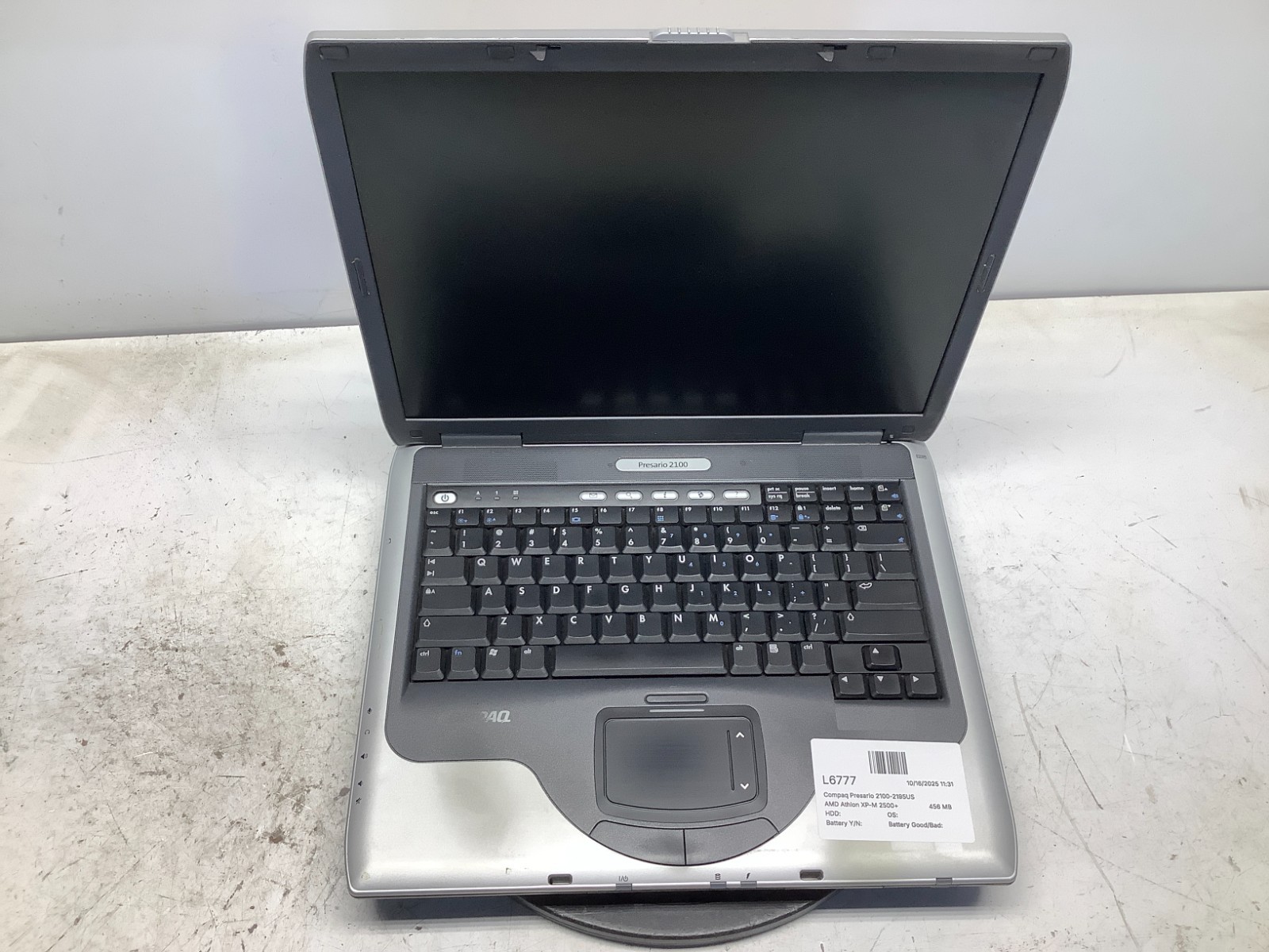 Compaq Presario 2100-2195US AMD Athlon XP-M 2500+ 1.87GHz 456 MB NO HDD