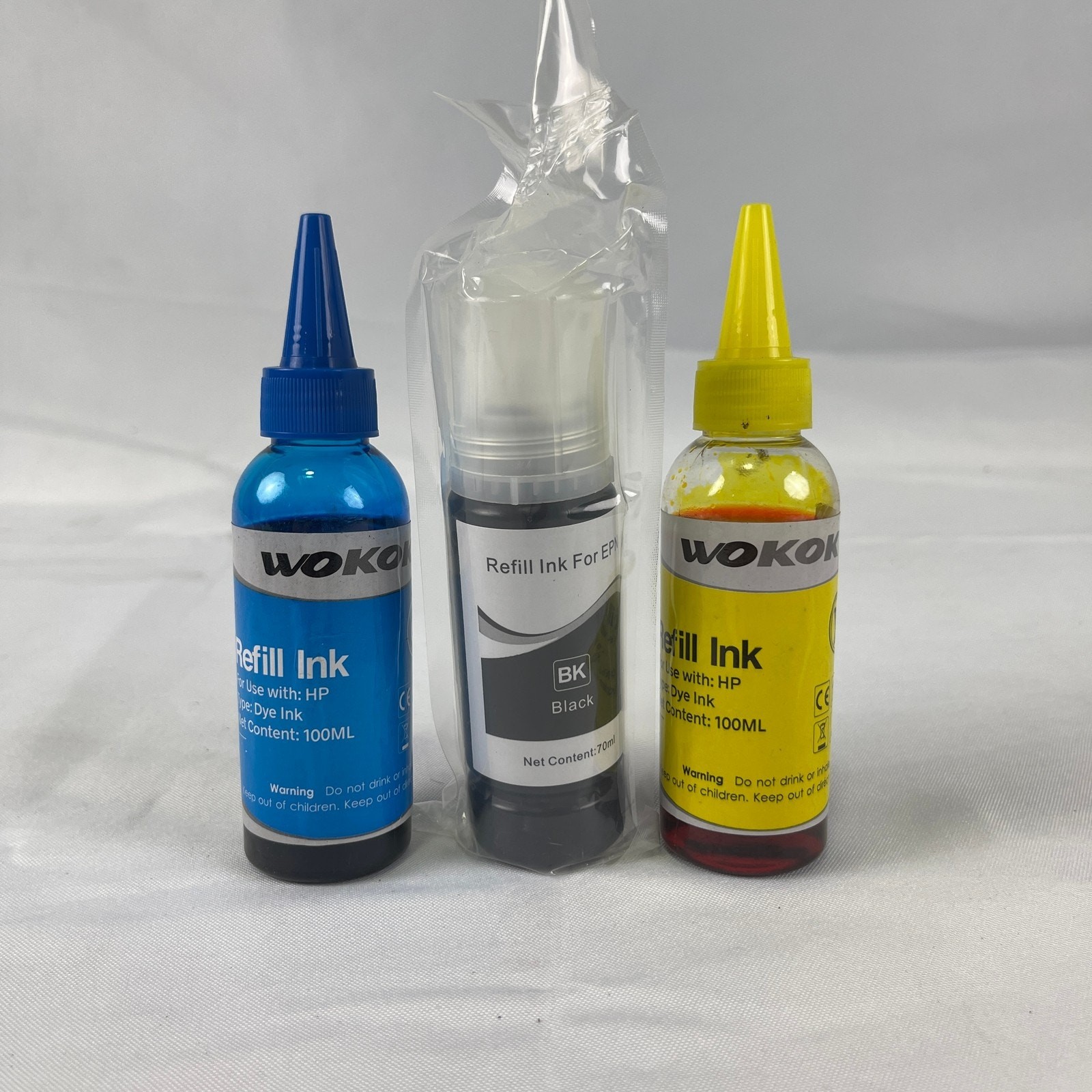 WOKOK Refill Ink Set Cyan Yellow 100mL Black 70mL For HP Epson Printers Lot