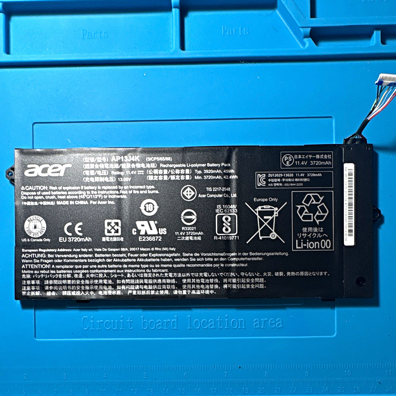 Acer AP13J4K Li-ion Laptop Battery Pack 11.4V 3720mAh Black For Acer FOR PARTS