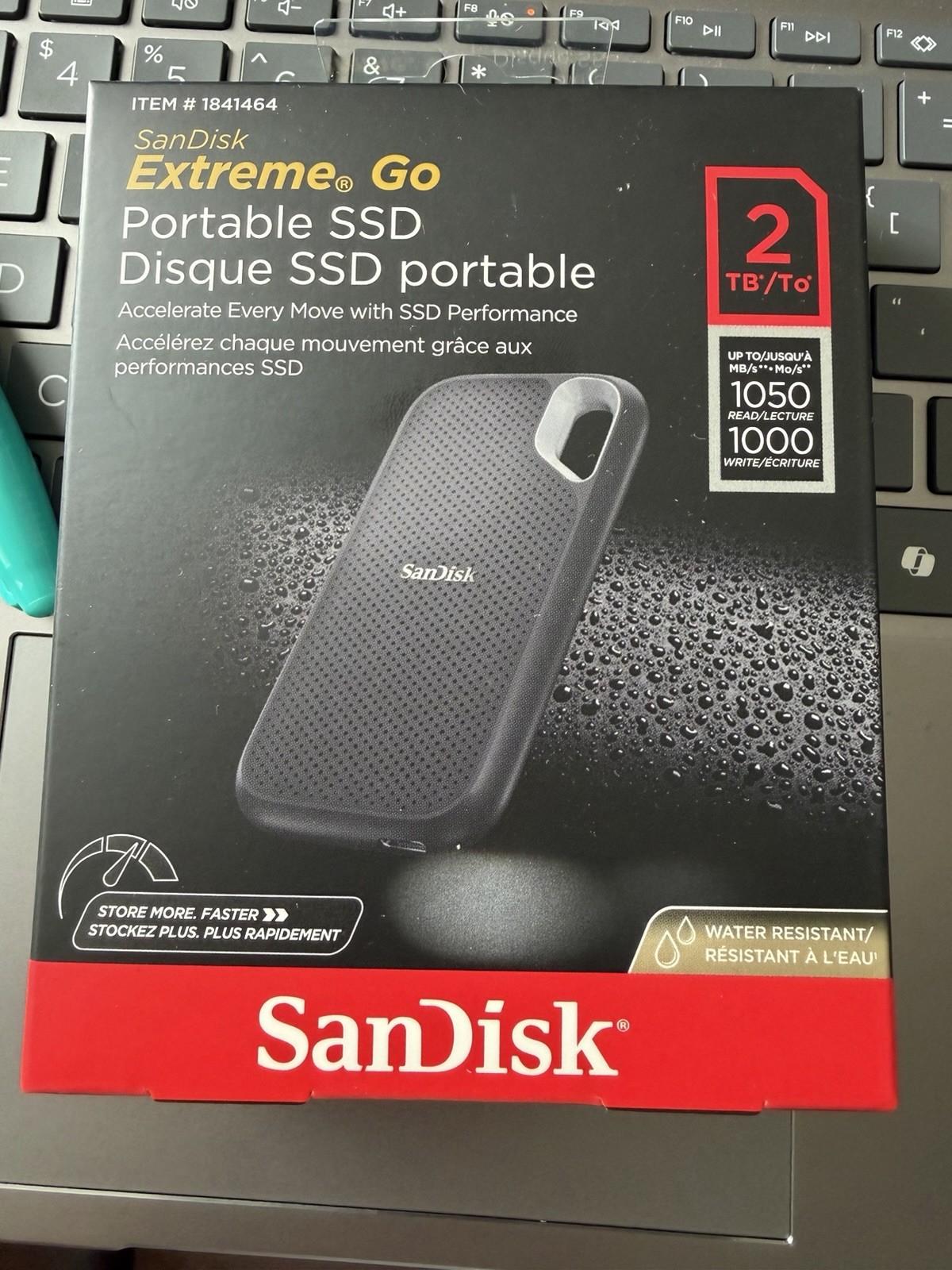 SanDisk NVMe Extreme Go Portable 2TB External SSD USB 3.2 Gen 2 USB-C