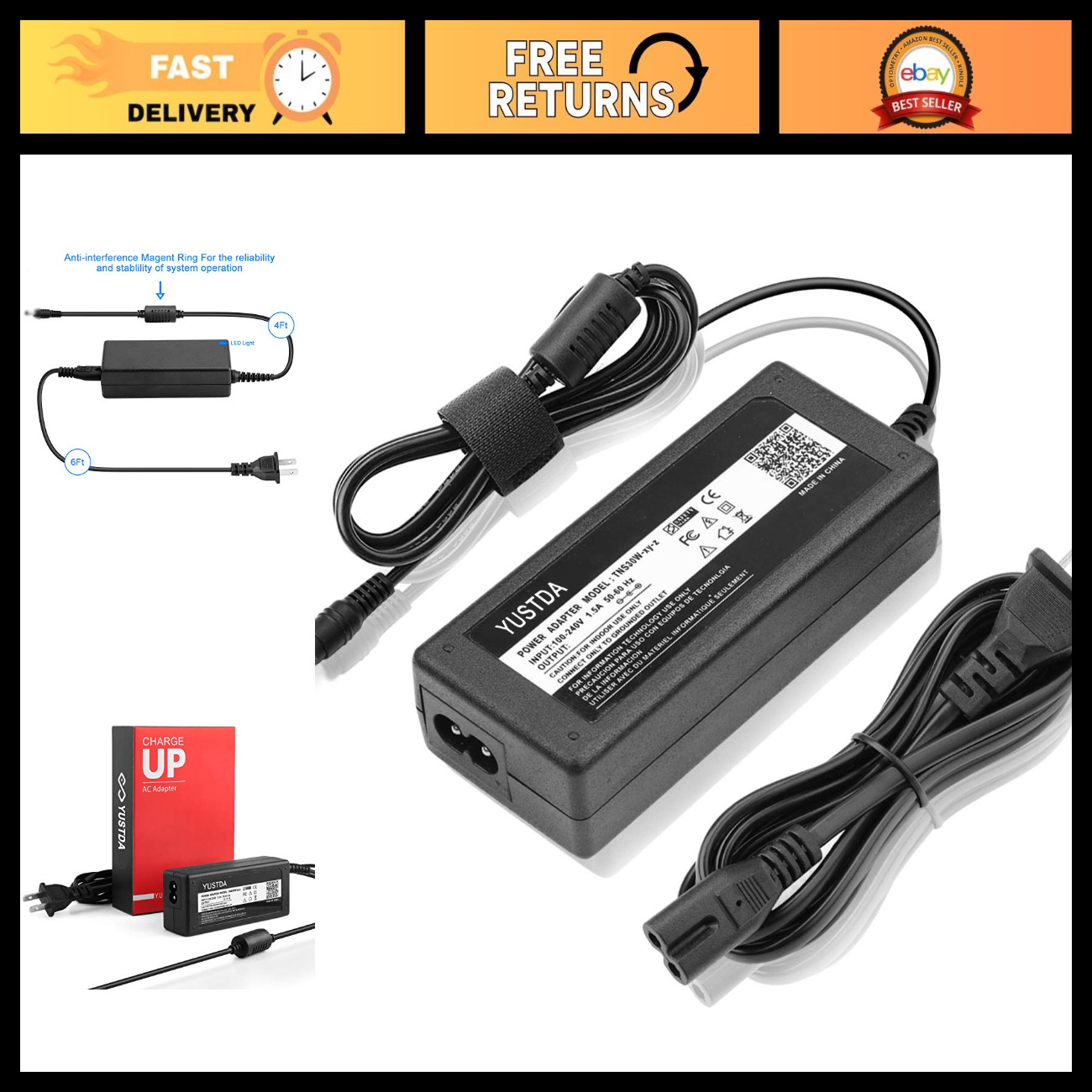Universal Charger for Pilot-24 Lite Battery & Backup Power Supply 90W AC Adapter
