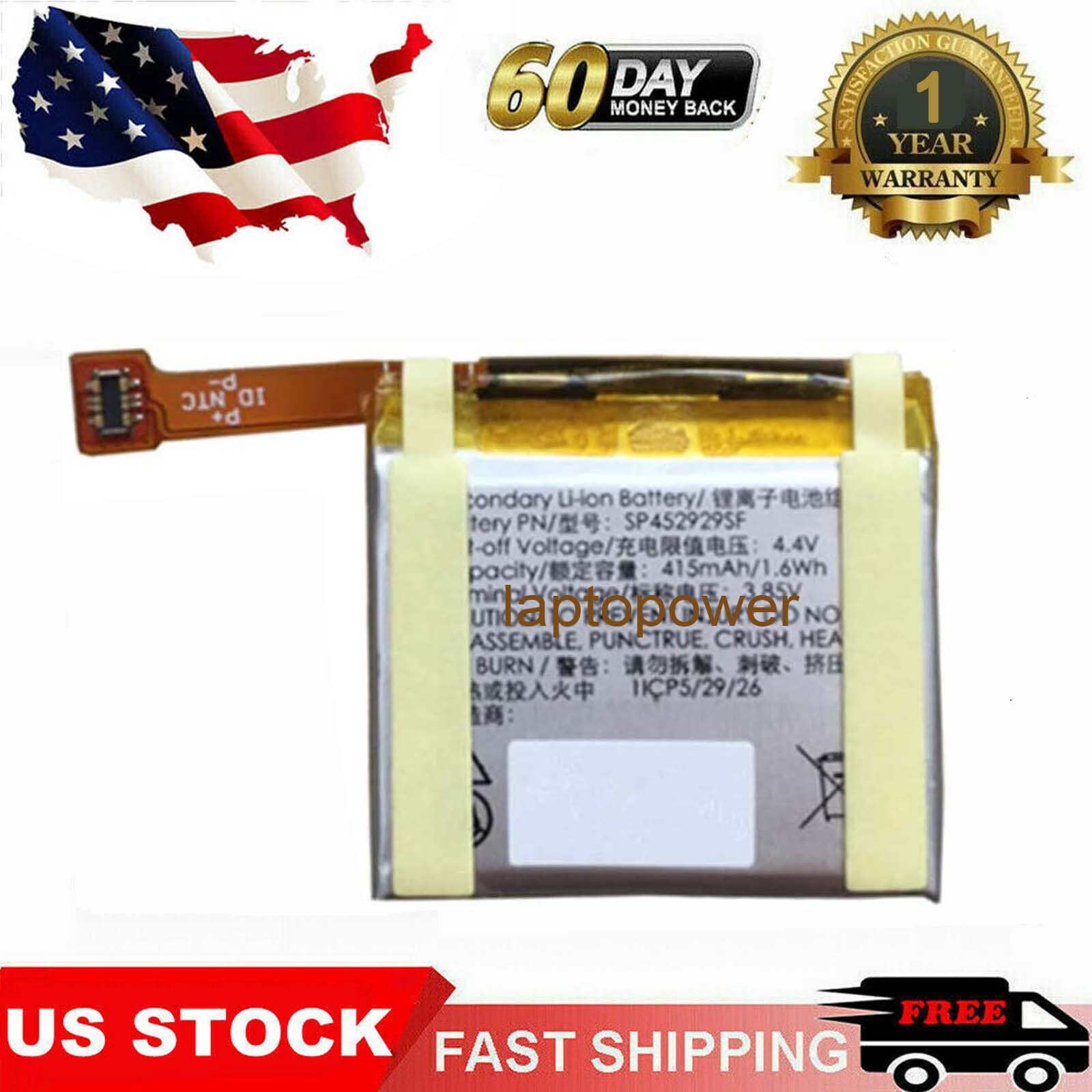 Replacement SP452929SF 1ICP5/29/26 Battery for TicWatch Pro 4G Smart Watch 1.6Wh