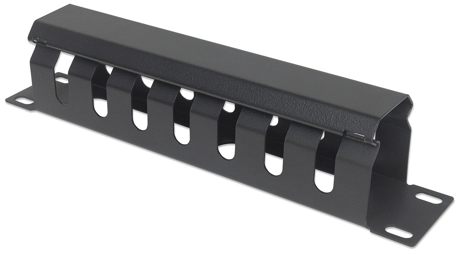 Intellinet 10 Inch Cable Management Panel, 1U, Covered, Black Cable Management P