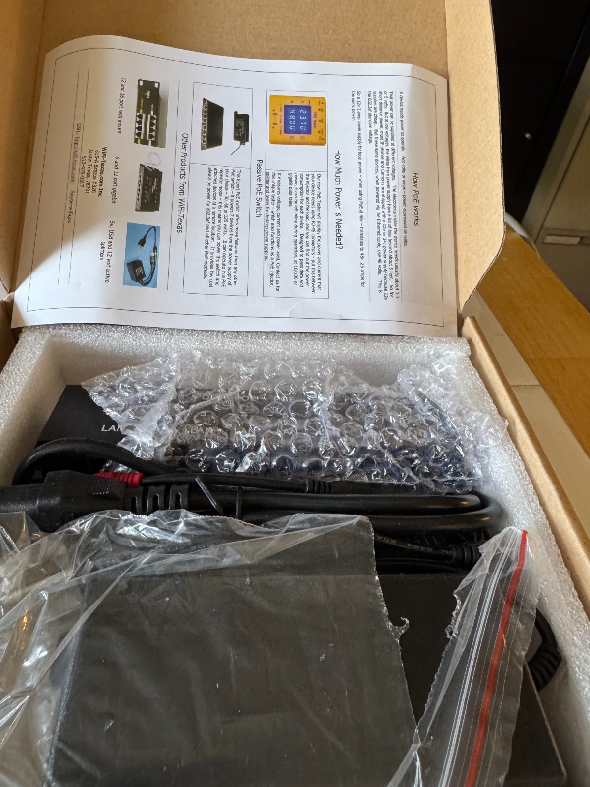 Wifi-Texas WS-POE-8-48V60W PoE Injector for VOIP & IP Cameras - NEW