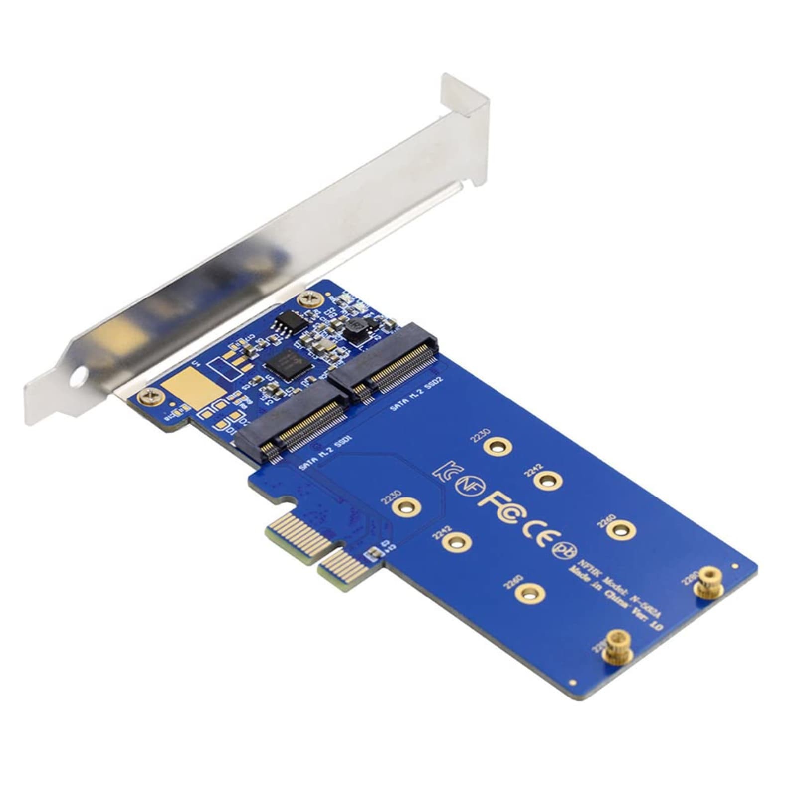 Dual M.2 SATA NGFF Key B+M to PCIe x1 Adapter Card JMB582 2230/2242/2260/2280