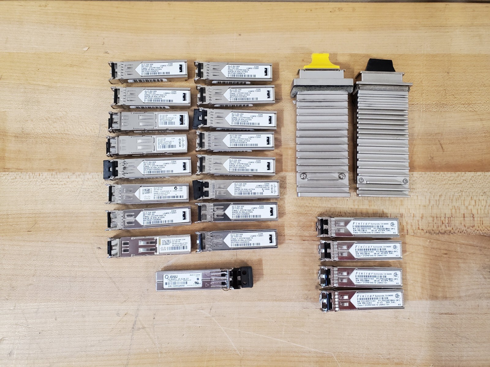 LOT of 23 CISCO, Finisar, Etc Modules - GLC-SX-MM, X2-10GB-SR, Etc
