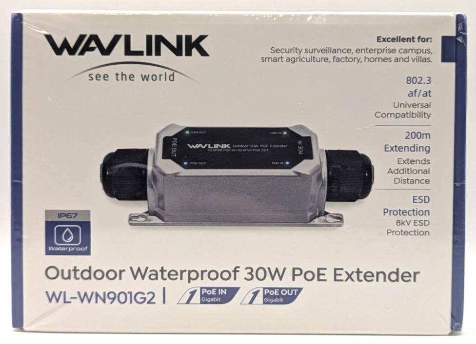 WAVLINK Outdoor Waterproof 30W PoE Extender, Gigabit Speed, Extends 200 Meters
