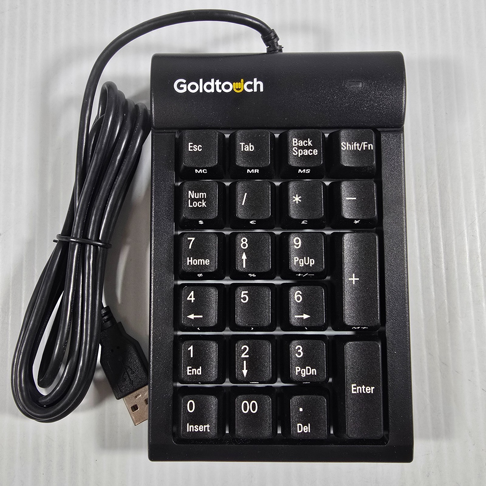 GOLDTOUCH GTC-0077 USB Wired Numeric Keypad Black 22-Key NumPad w/ 2 USB Ports