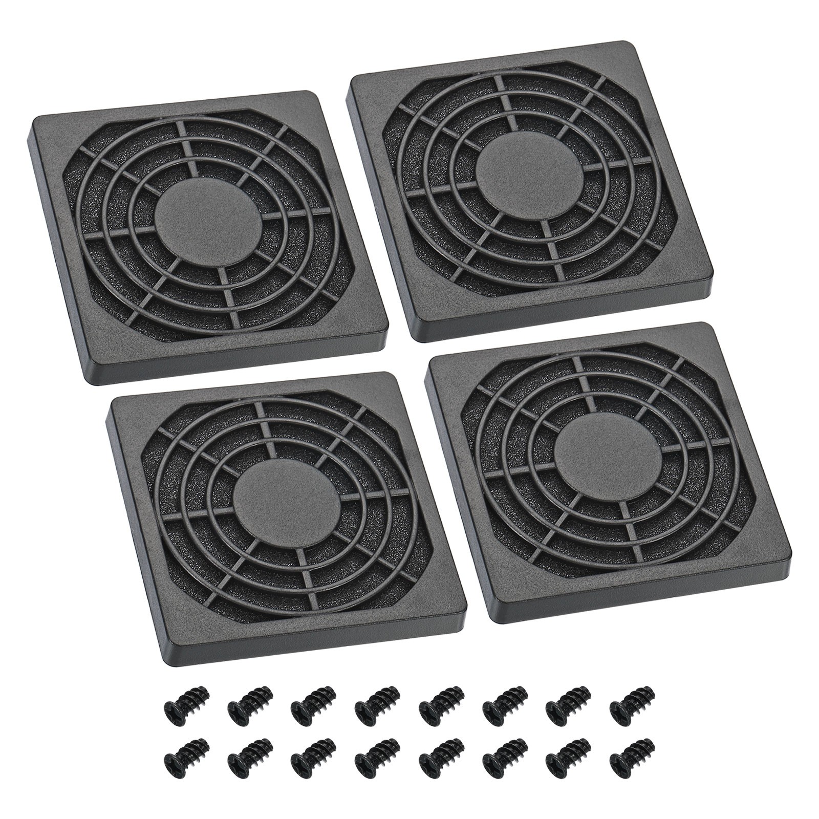 4Pcs 60mm Cooling Fan Filter with Screw ABS Ventilator Grill Guard, Black