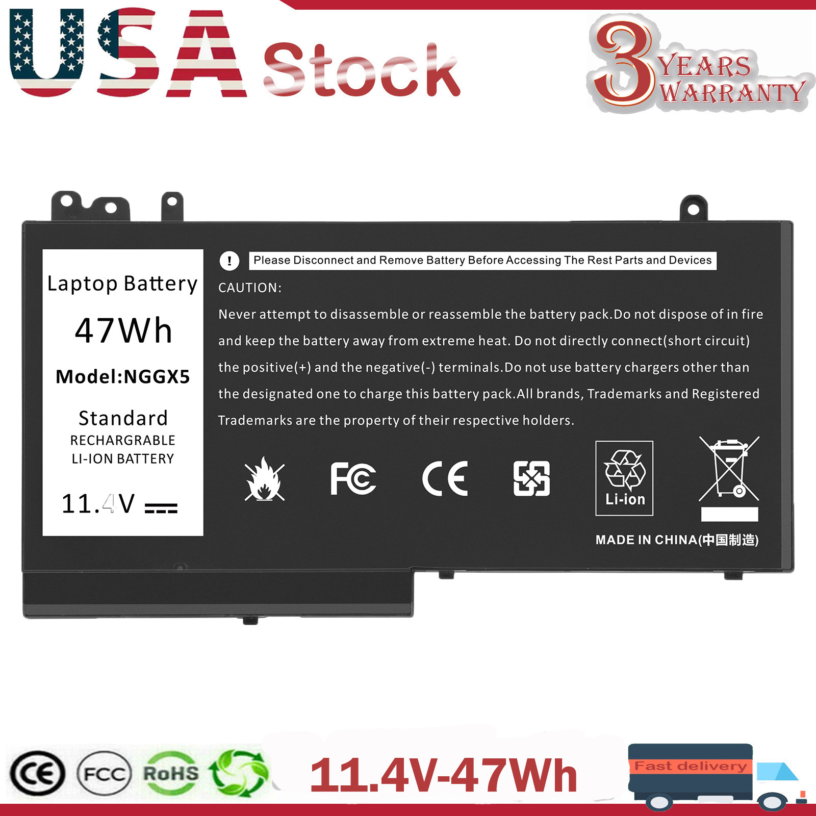 NGGX5 Battery For DELL Latitude E5570 E5250 E5270 E5470 JY8D6 954DF 11.4V 47Wh