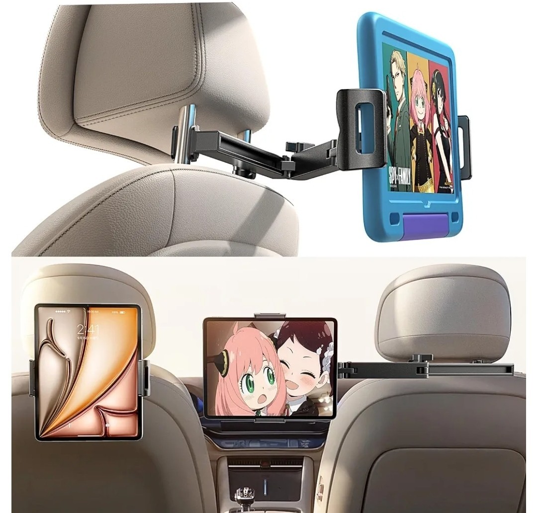 Car Headrest Tablet Holder - [3 in 1 Extension Arm] For Backseat  (4.7-11.9)