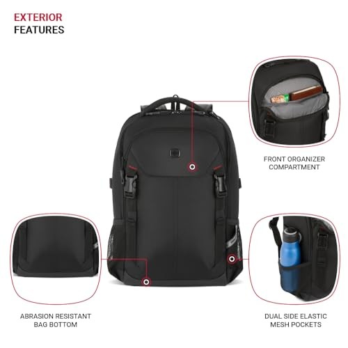 SWISSGEAR CIVIC PRO LAPTOP BACKPACK, 18"X13.25"X7" - BLACK