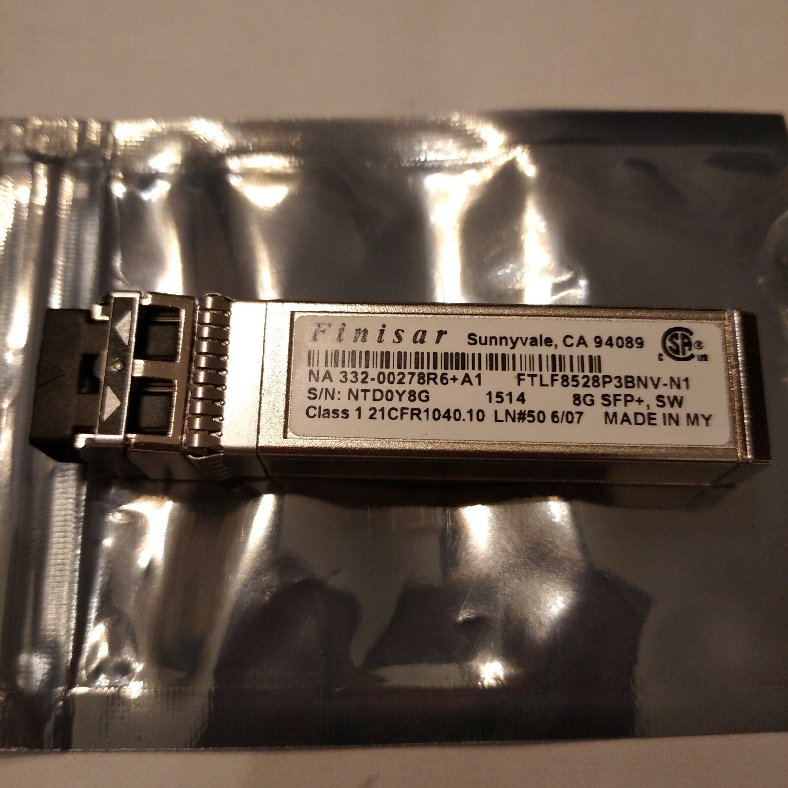 New  NetApp 332-00278R6+A1 SFP+ Optical 8GB Transceiver FTLF8528P3BNV-N1