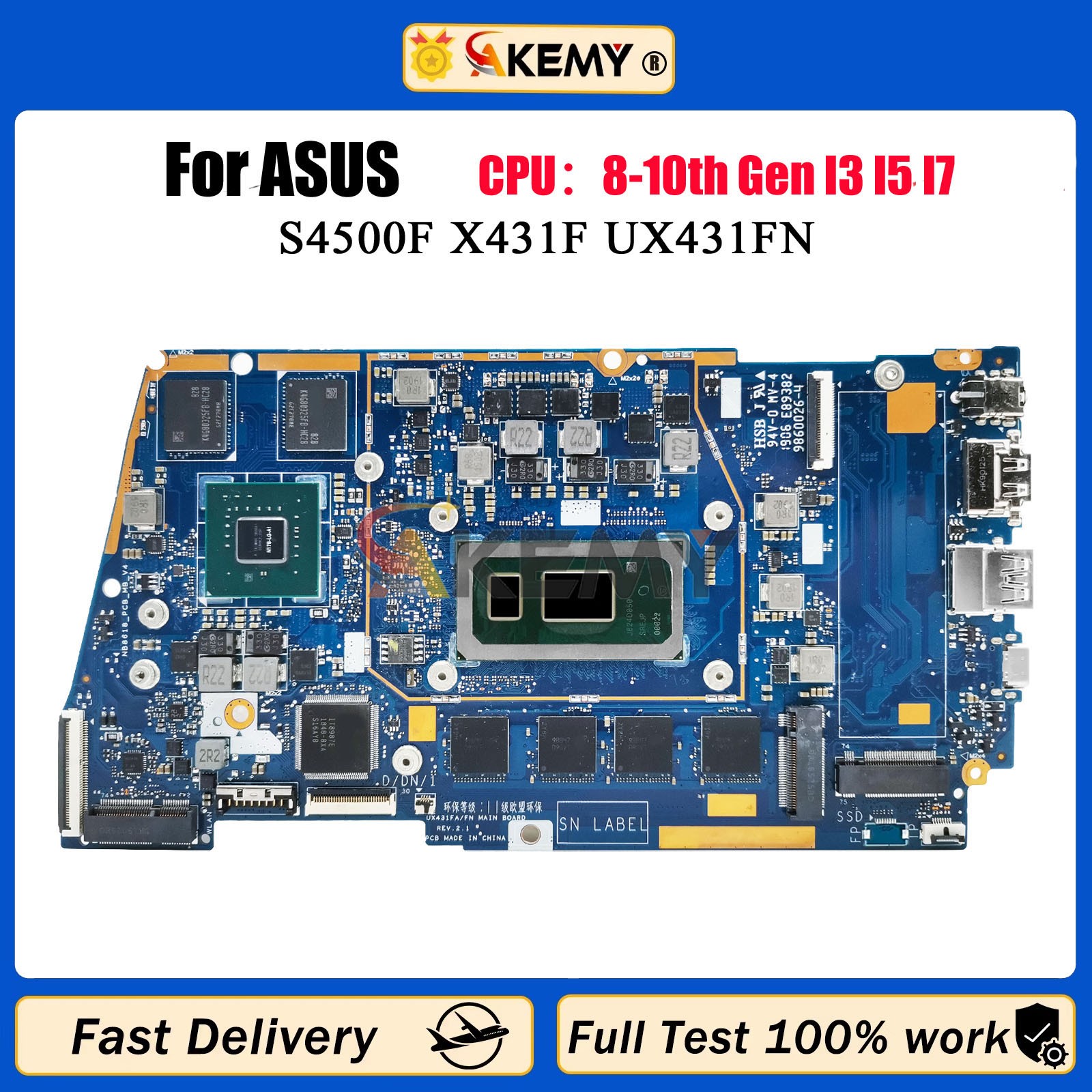 UX431FN Laptop Motherboard For ASUS X431F S431F S4500F U4500F UX431FL UX431FLC