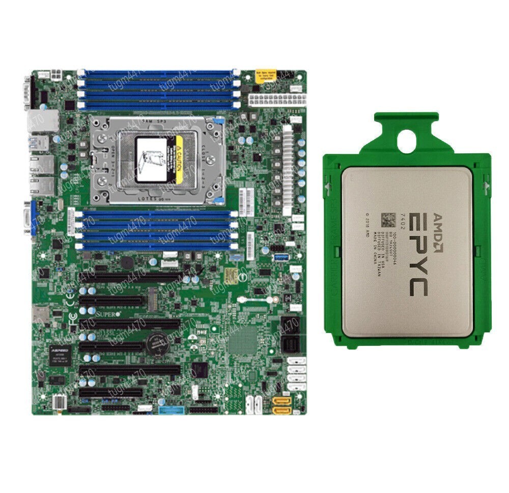 AMD EPYC CPU 7402+Supermicro H11SSL-I 24cores 48threads 2.8 GHz Motherboard+ CPU