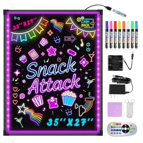 LED Message Writing Board 35x27, Illuminated Menu Sign for Business