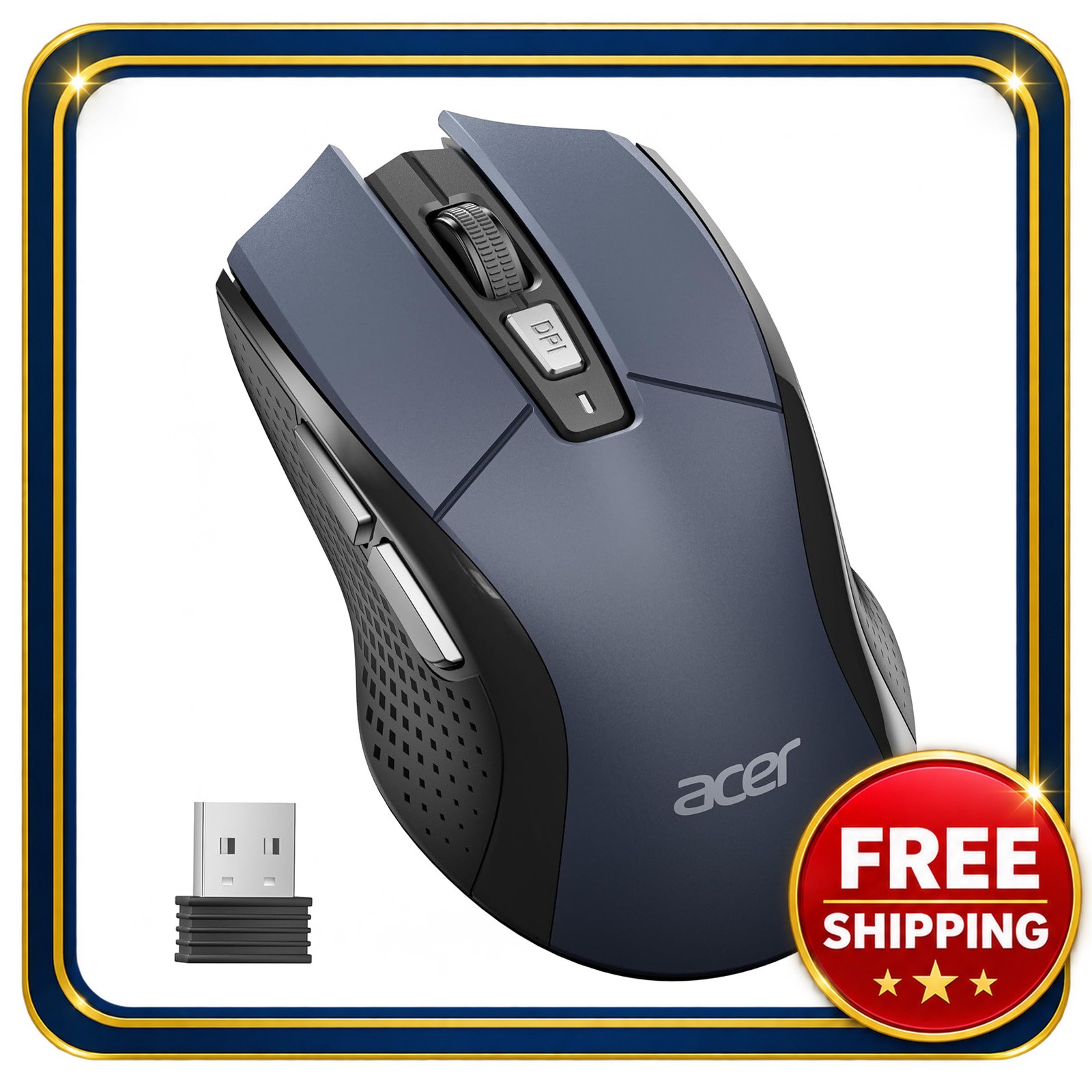 Wireless Computer Mouse 2.4GHz with 5 DPI Levels for Laptop