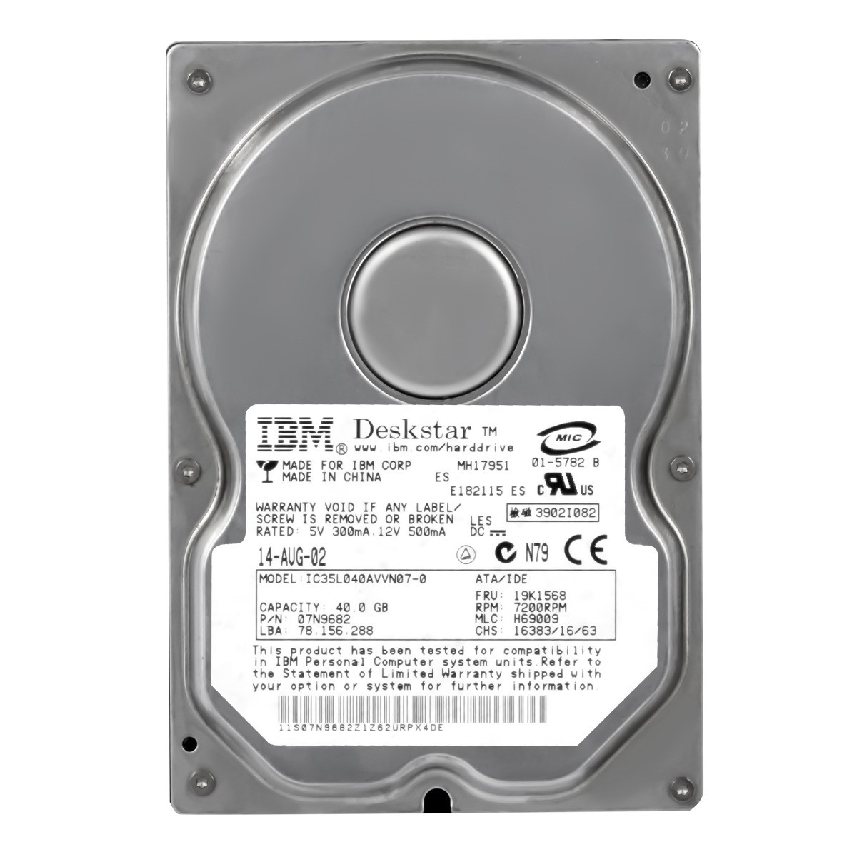 IBM DeskStar 120GXP 07N9682 40GB 7.2 tys. 2MB 3.5 cala IC35L040AVVN07-0