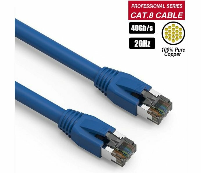 1Ft- 50Ft Cat8 Shielded 24AWG 40G RJ45 Network LAN Ethernet S/FTP Lot Cable Blue