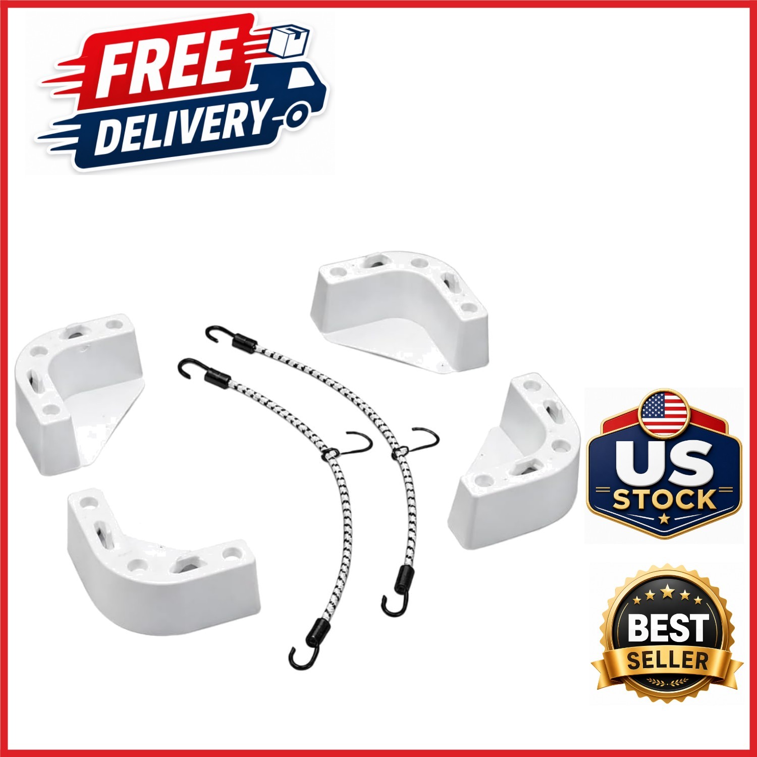 White Cooler Mounting Kit for Boats Fits All Sizes with Brackets and Straps