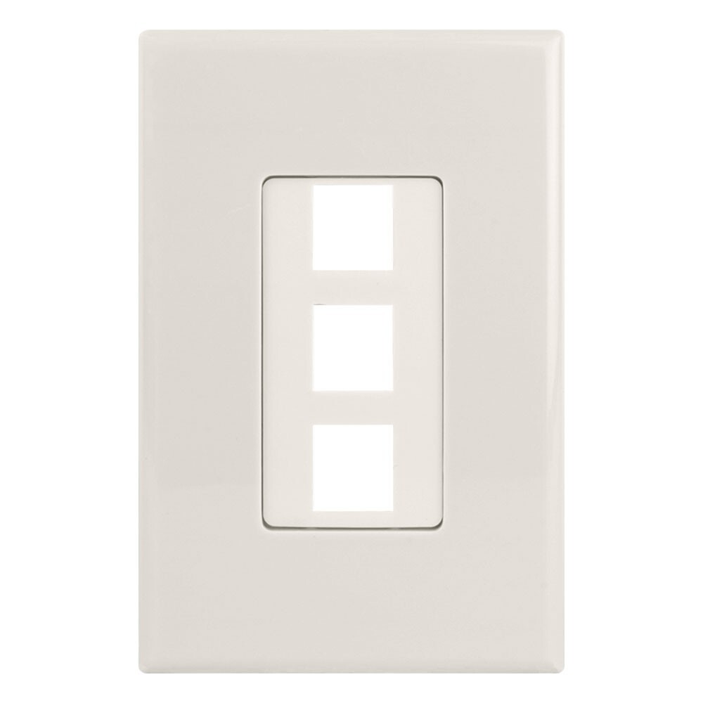 Construct Pro 3-Port Keystone Wall Plate with Screwless Face (Light Almond)